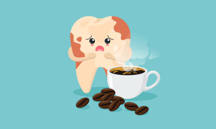 tooth shape made coffee beans with copy