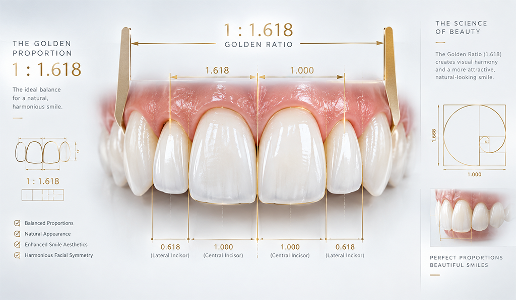 The Mathematical Smile: How Digital Smile Design (DSD) Uses the "Golden Proportion" to Map Restorations Perfect for Your Face Shape 2 The Secret to Facial Balance